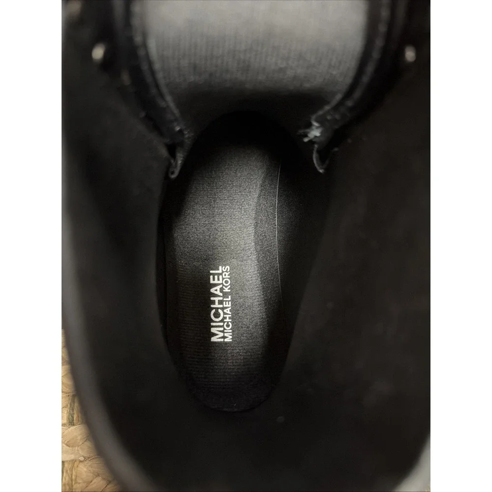 Michael Kors Tavie Rain Boots Black Patent Waterproof Combat Boots Womens‎ 7